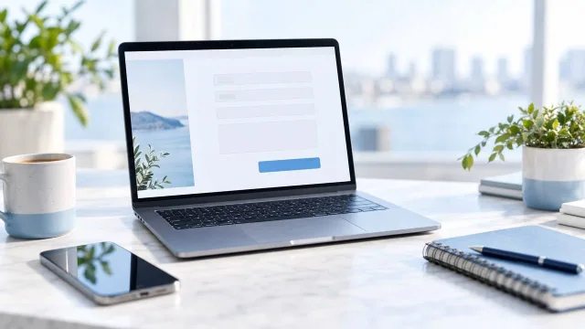 Egyszerű űrlap laptop képernyőjén