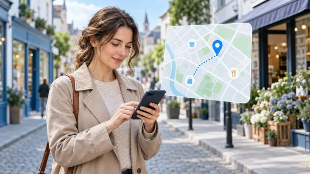 Helyi utca és telefon térképpel