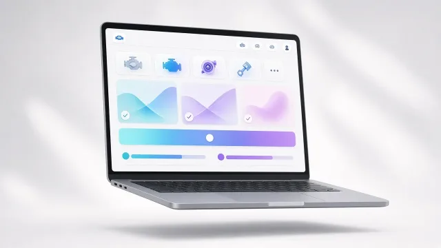 Teljesítmény-kalkulátor laptopon: motoralkatrész-választók, Stage csomagkártyák és csúszkák