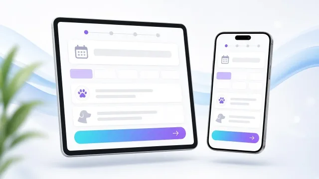 Online időpontfoglaló tableten és telefonon: időrészek, fajta, méret, megerősítés