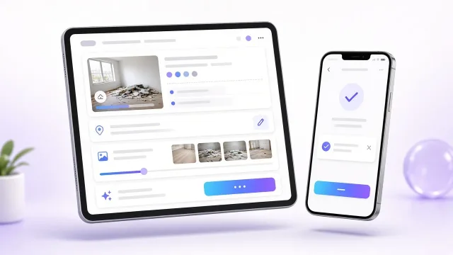 Tableten fotós ajánlatkérő, telefonon megerősítő képernyő