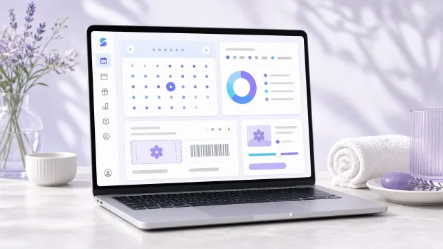 Masszőr admin laptopon: foglalási naptár, bérletkövető és utalványgenerátor