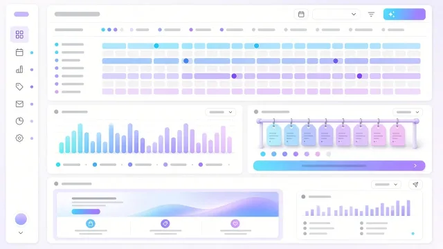 Szezon- és kiárusítás-tervező dashboard naptárral, készlettel és kampánykártyával
