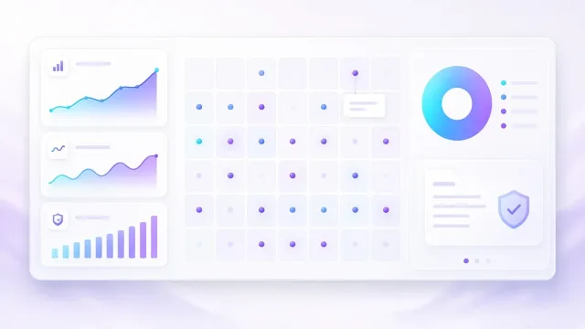 Előfizetéses analitika: bevételi sparklines, karbantartási naptárrács és megtartási donut
